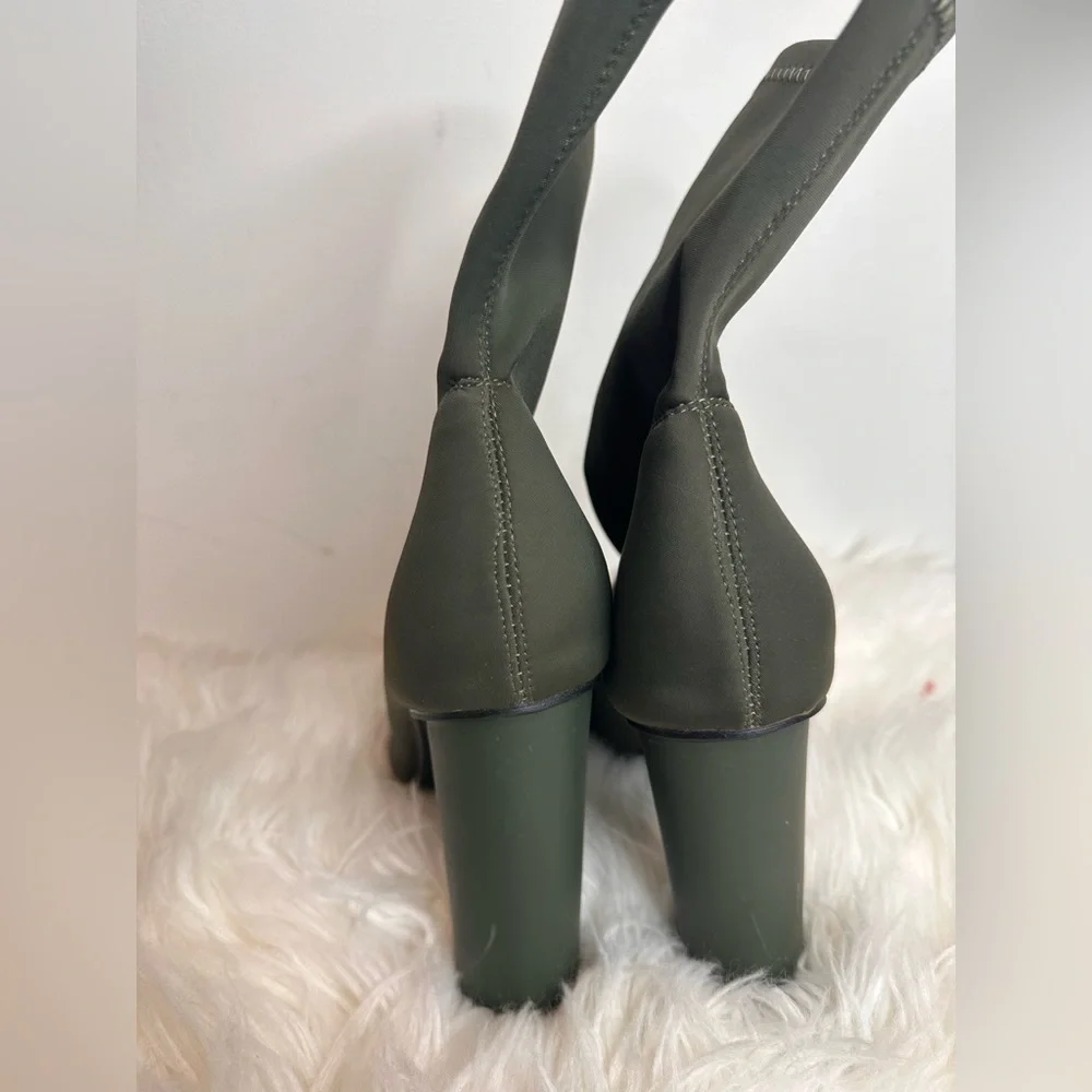 !!SOLD!! Olive Green Stretch Ankle Bootie - Picture 4 of 5